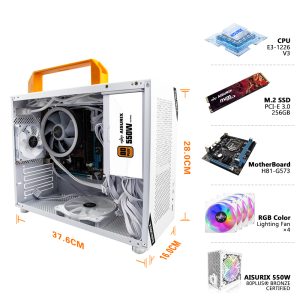 AISURIX ATX Gaming Desktop DDR3 16GB Memory RAM 256GB SSD 550W RGB Fan Full Set PC For Gaming Box